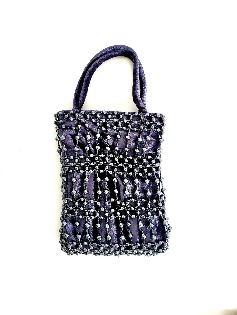 Vintage Gray  Mini Velvet Beaded Women's Bag